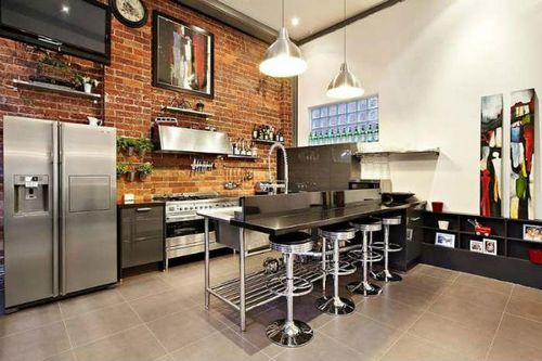 Кухня в стиле лофт в квартире: отделка, мебель, освещение