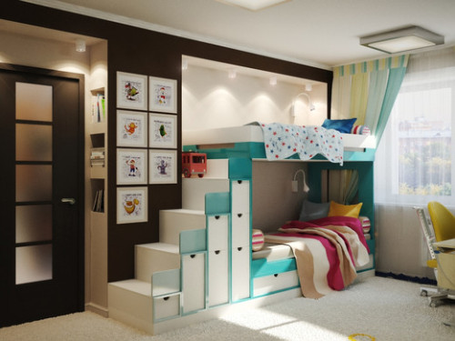 Дизайн детской комнаты для мальчика и девочки. Интерьер детской для мальчика и девочки. Интерьер детской для мальчика и девочки