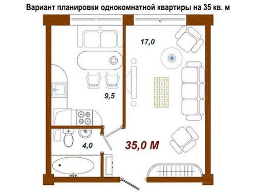 Дизайн однокомнатной квартиры 35 кв м: своими руками: фото