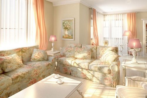 Интерьер гостиной в стиле прованс: цвет, отделка, мебель, декор