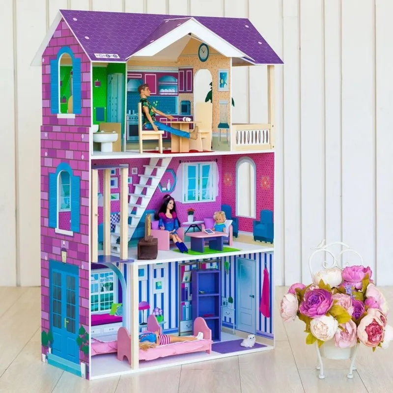 Paremo кукольный домик "Флоренция" (с мебелью) pd318-14, фиолетовый/розовый