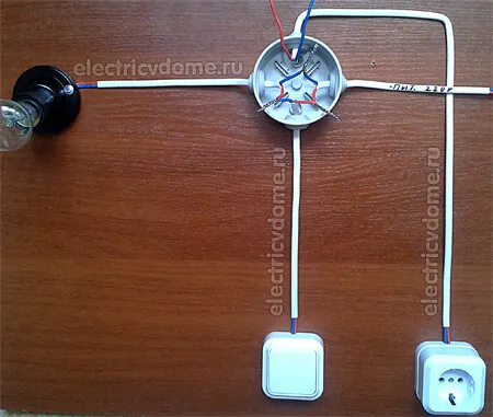 Схема подключения выключателя, розеток и ламп